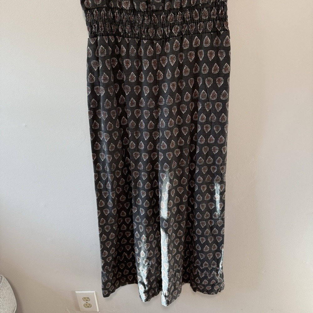 Anthropologie Black Patterned Short-Sleeve Jumpsuit - Picture 5 of 12